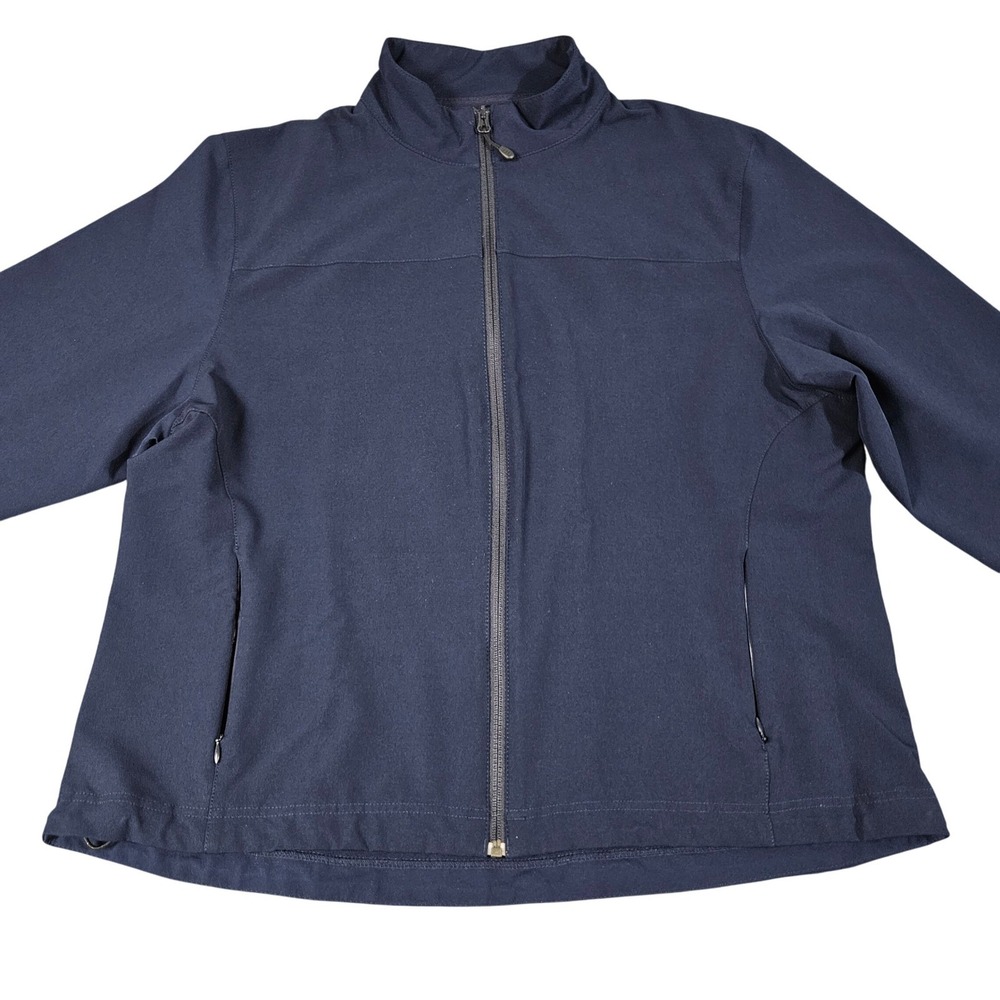 Lands End Softshell Jacket XL Navy Blue Full Zip Stretch Windbreaker Lightweight